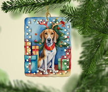 Load image into Gallery viewer, American Foxhound Christmas Reindeer Porcelain Ornament