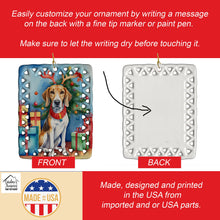 Load image into Gallery viewer, American Foxhound Christmas Reindeer Porcelain Ornament