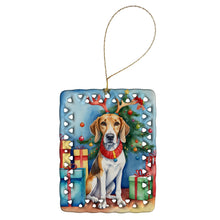 Load image into Gallery viewer, American Foxhound Christmas Reindeer Porcelain Ornament