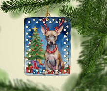 Load image into Gallery viewer, American Hairless Terrier Christmas Reindeer Porcelain Ornament