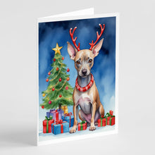 Load image into Gallery viewer, American Hairless Terrier Christmas Reindeer Greeting Cards - Blank Note Cards – 8-Pack of Artist-Designed Cards with Envelopes