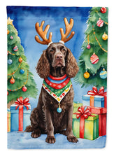 Load image into Gallery viewer, American Water Spaniel Christmas Reindeer House Flag