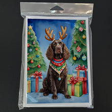 Load image into Gallery viewer, American Water Spaniel Christmas Reindeer Greeting Cards - Blank Note Cards – 8-Pack of Artist-Designed Cards with Envelopes