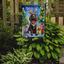Load image into Gallery viewer, American Water Spaniel Christmas Garden Flag – Dog in Reindeer Antlers with Tree &amp; Gifts