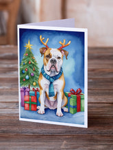 Load image into Gallery viewer, American Bulldog Christmas Reindeer Greeting Cards - Blank Note Cards – 8-Pack of Artist-Designed Cards with Envelopes
