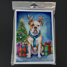 Load image into Gallery viewer, American Bulldog Christmas Reindeer Greeting Cards - Blank Note Cards – 8-Pack of Artist-Designed Cards with Envelopes