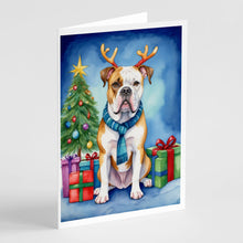 Load image into Gallery viewer, American Bulldog Christmas Reindeer Greeting Cards - Blank Note Cards – 8-Pack of Artist-Designed Cards with Envelopes