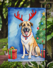 Load image into Gallery viewer, Anatolian Shepherd Dog Christmas Garden Flag – Dog in Reindeer Antlers with Tree &amp; Gifts