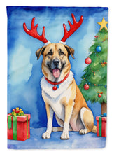 Load image into Gallery viewer, Anatolian Shepherd Dog Christmas Garden Flag – Dog in Reindeer Antlers with Tree &amp; Gifts