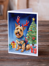 Load image into Gallery viewer, Australian Terrier Christmas Reindeer Greeting Cards - Blank Note Cards – 8-Pack of Artist-Designed Cards with Envelopes