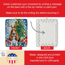 Load image into Gallery viewer, Basset Hound Christmas Reindeer Porcelain Ornament