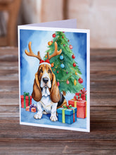 Load image into Gallery viewer, Basset Hound Christmas Reindeer Greeting Cards - Blank Note Cards – 8-Pack of Artist-Designed Cards with Envelopes