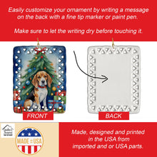 Load image into Gallery viewer, Beagle Christmas Reindeer Porcelain Ornament