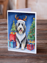 Load image into Gallery viewer, Bearded Collie Christmas Reindeer Greeting Cards - Blank Note Cards – 8-Pack of Artist-Designed Cards with Envelopes