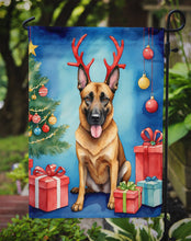 Load image into Gallery viewer, Belgian Malinois Christmas Garden Flag – Dog in Reindeer Antlers with Tree &amp; Gifts
