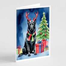 Load image into Gallery viewer, Belgian Sheepdog Christmas Reindeer Greeting Cards - Blank Note Cards – 8-Pack of Artist-Designed Cards with Envelopes