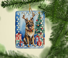 Load image into Gallery viewer, Belgian Tervuren Christmas Reindeer Porcelain Ornament