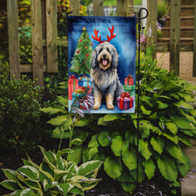Load image into Gallery viewer, Bergamasco Christmas Garden Flag – Dog in Reindeer Antlers with Tree &amp; Gifts