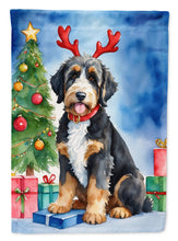 Load image into Gallery viewer, Bernedoodle Christmas Reindeer House Flag