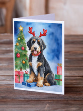 Load image into Gallery viewer, Bernedoodle Christmas Reindeer Greeting Cards - Blank Note Cards – 8-Pack of Artist-Designed Cards with Envelopes