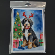 Load image into Gallery viewer, Bernedoodle Christmas Reindeer Greeting Cards - Blank Note Cards – 8-Pack of Artist-Designed Cards with Envelopes