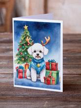Load image into Gallery viewer, Bichon Frise Christmas Reindeer Greeting Cards - Blank Note Cards – 8-Pack of Artist-Designed Cards with Envelopes