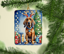 Load image into Gallery viewer, Bloodhound Christmas Reindeer Porcelain Ornament