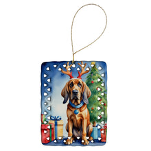 Load image into Gallery viewer, Bloodhound Christmas Reindeer Porcelain Ornament