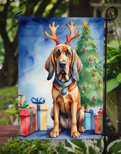 Load image into Gallery viewer, Bloodhound Christmas Garden Flag – Dog in Reindeer Antlers with Tree &amp; Gifts