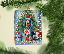 Load image into Gallery viewer, Bluetick Coonhound Christmas Reindeer Porcelain Ornament