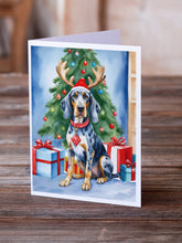 Load image into Gallery viewer, Bluetick Coonhound Christmas Reindeer Greeting Cards - Blank Note Cards – 8-Pack of Artist-Designed Cards with Envelopes