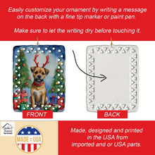 Load image into Gallery viewer, Border Terrier Christmas Reindeer Porcelain Ornament