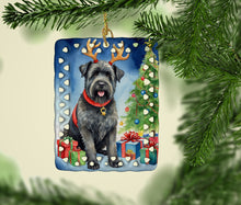 Load image into Gallery viewer, Bouvier des Flandres Christmas Reindeer Porcelain Ornament