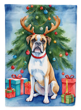 Load image into Gallery viewer, White Boxer Christmas Reindeer House Flag