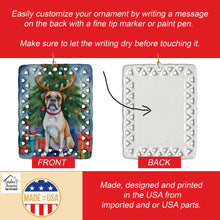 Load image into Gallery viewer, White Boxer Christmas Reindeer Porcelain Ornament