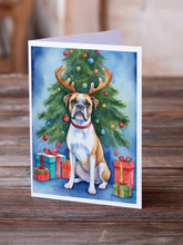 Load image into Gallery viewer, White Boxer Christmas Reindeer Greeting Cards - Blank Note Cards – 8-Pack of Artist-Designed Cards with Envelopes