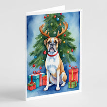 Load image into Gallery viewer, White Boxer Christmas Reindeer Greeting Cards - Blank Note Cards – 8-Pack of Artist-Designed Cards with Envelopes