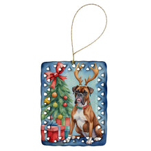 Load image into Gallery viewer, Boxer Christmas Reindeer Porcelain Ornament