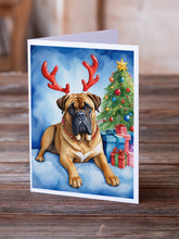 Load image into Gallery viewer, Bullmastiff Christmas Reindeer Greeting Cards - Blank Note Cards – 8-Pack of Artist-Designed Cards with Envelopes