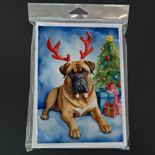 Load image into Gallery viewer, Bullmastiff Christmas Reindeer Greeting Cards - Blank Note Cards – 8-Pack of Artist-Designed Cards with Envelopes