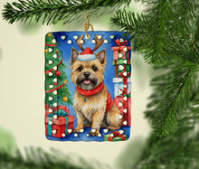 Load image into Gallery viewer, Cairn Terrier Christmas Reindeer Porcelain Ornament