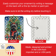 Load image into Gallery viewer, Black Cairn Terrier Christmas Reindeer Porcelain Ornament
