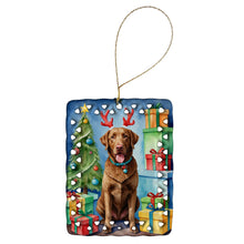 Load image into Gallery viewer, Chesapeake Bay Retriever Christmas Reindeer Porcelain Ornament