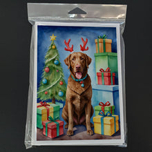 Load image into Gallery viewer, Chesapeake Bay Retriever Christmas Reindeer Greeting Cards - Blank Note Cards – 8-Pack of Artist-Designed Cards with Envelopes