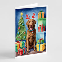 Load image into Gallery viewer, Chesapeake Bay Retriever Christmas Reindeer Greeting Cards - Blank Note Cards – 8-Pack of Artist-Designed Cards with Envelopes