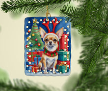 Load image into Gallery viewer, Chihuahua Christmas Reindeer Porcelain Ornament