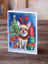 Load image into Gallery viewer, Chihuahua Christmas Reindeer Greeting Cards - Blank Note Cards – 8-Pack of Artist-Designed Cards with Envelopes