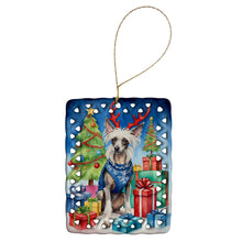 Load image into Gallery viewer, Chinese Crested Christmas Reindeer Porcelain Ornament