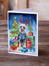 Load image into Gallery viewer, Chinese Crested Christmas Reindeer Greeting Cards - Blank Note Cards – 8-Pack of Artist-Designed Cards with Envelopes