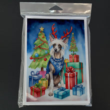 Load image into Gallery viewer, Chinese Crested Christmas Reindeer Greeting Cards - Blank Note Cards – 8-Pack of Artist-Designed Cards with Envelopes